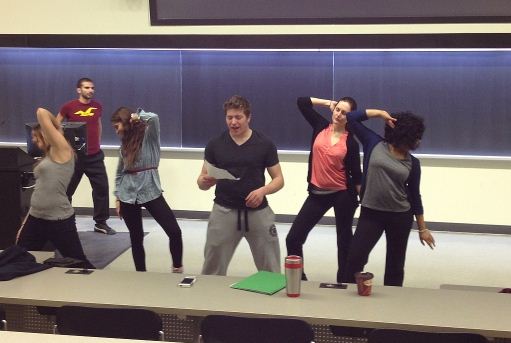 Students rehearsing for the show