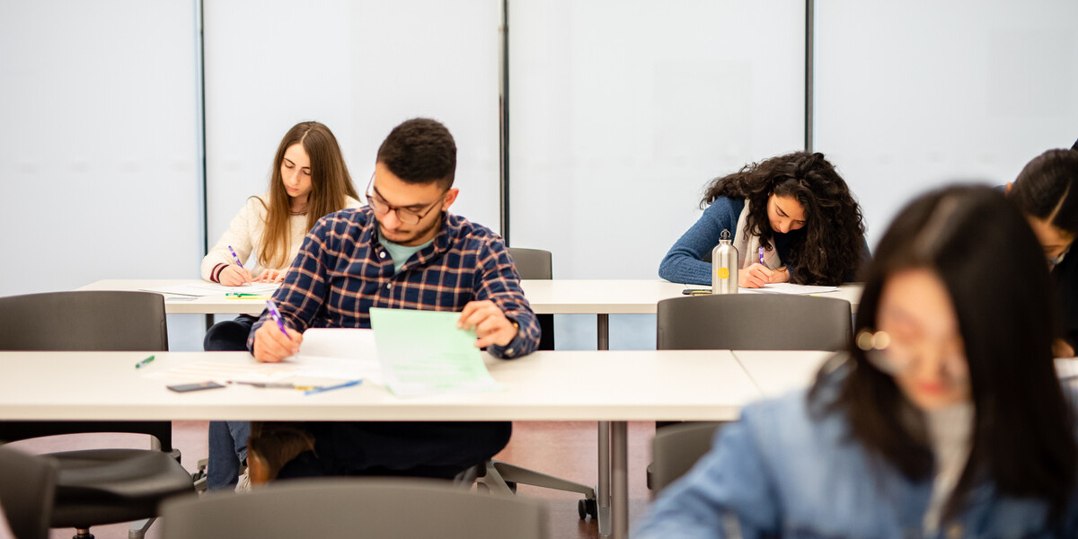 Students writing an exam