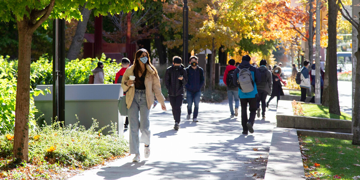 Students walking on campus