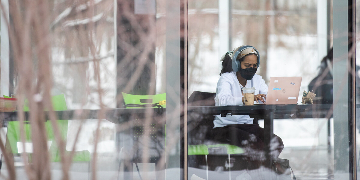 Girl studying on campus