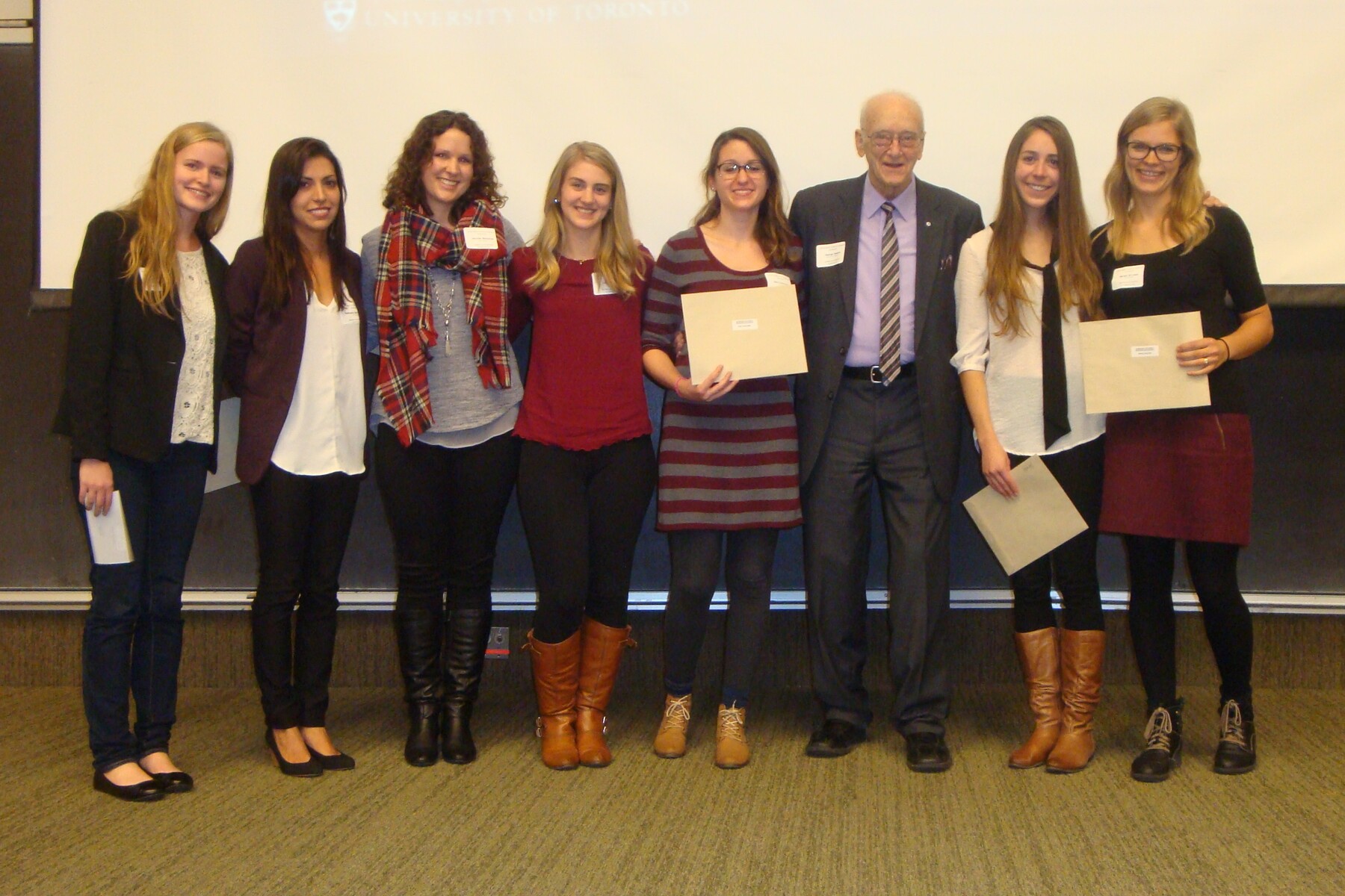 Group photo of George Shields with students from the Department of Speech-Language Pathology in 2015
