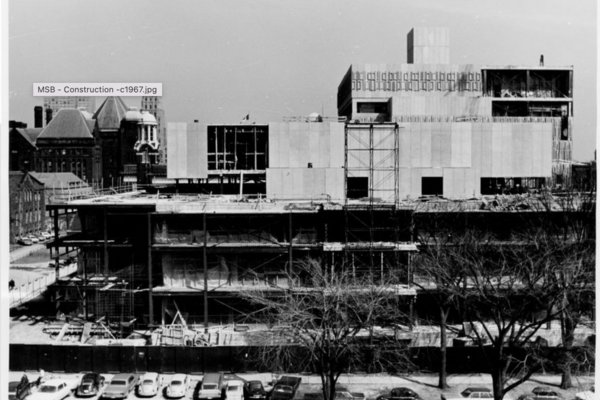 Photo of the Medical Sciences Building under construction in 1967.