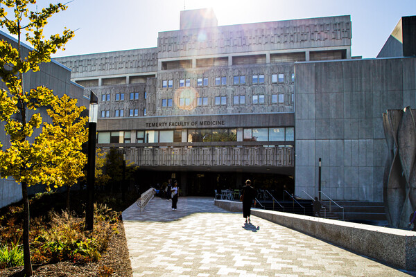 The Medical Sciences Building on a sunny fall afternoon.