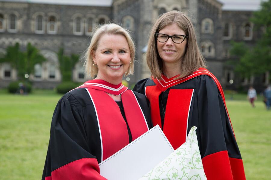 PhD graduate Gail Teachman with Physical Therapy Associate Professor Barbara Gibson