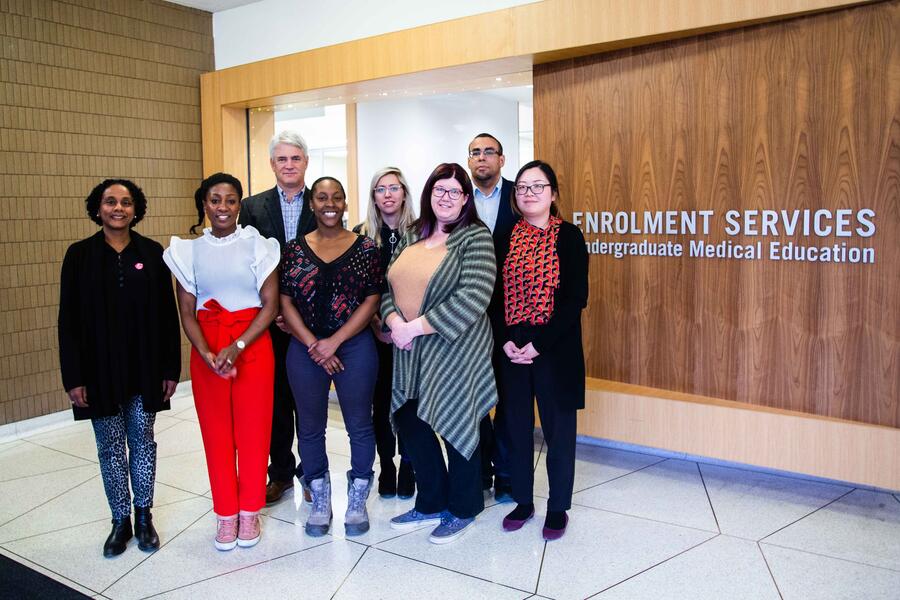Some of the faculty and staff that helped establish and run the Black Student Application Program. (L to R) Dr. Lisa Robinson, Dr. Renée Beach, Dr. David Latter, La Toya Dennie, Lindsay Jackowetz, Leslie Taylor, Ike Okafor and Hana Lee.