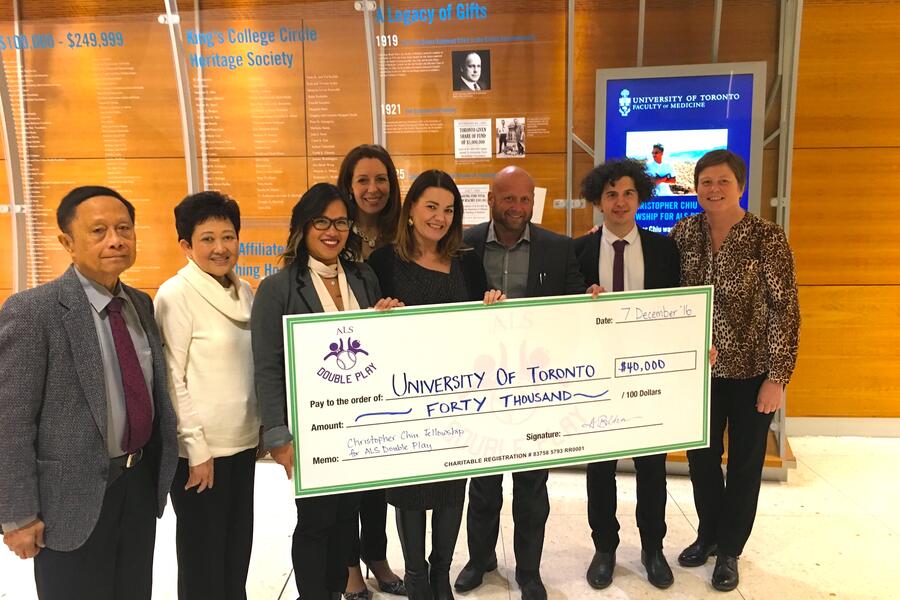 Presentation of Cheque for Christopher Chiu Fellowship
