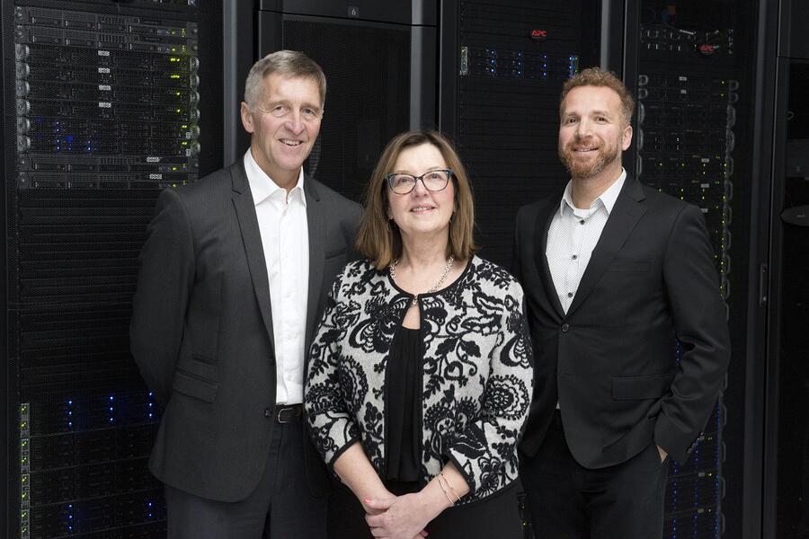 Pictured (left to right): Dr. John Mc Laughlin, Executive Director of CPTP; Cindy Morton, Chief Executive Officer of the Canadian Partnership Against Cancer.; and Dr. Philip Awadalla, National Scientific Director of CPTP