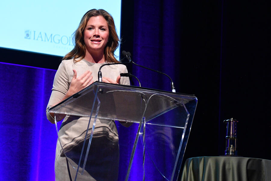 Sophie Grégoire Trudeau speaking at The Miner's Lamp Awards dinner