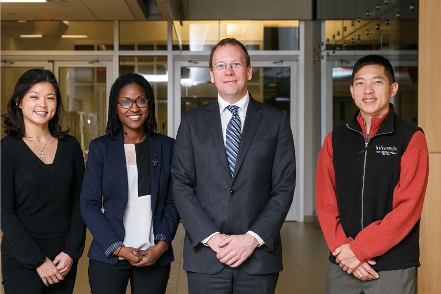 Photo of Brigette E. Chang-Addorisio, Chang Fellow Dr. Althea Neblett, Professor Michael Pollanen and Andrew C. Chang.