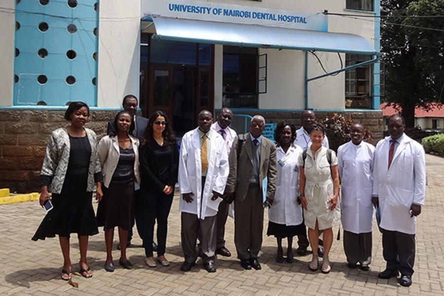 U of T Professors Helen Dimaras (fourth from left) and Brenda Gallie (third from right) with the members of the Kenyan National Retinoblastoma Strategy group at the University of Nairobi, Kenya.