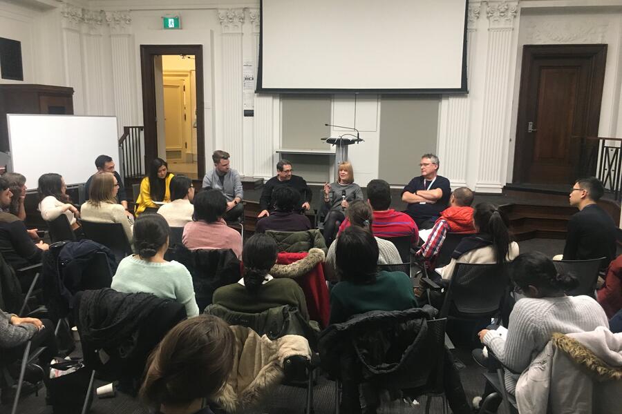 Participants attend the first TR Talk event.