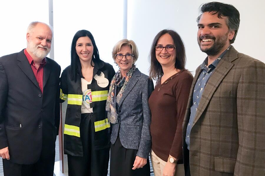 The Globe and Mail public health reporter André Picard with U of T Pain experts: Tania Di Renna, Judith Hunter, Andrea Furlan and Abhimanyu Sud.