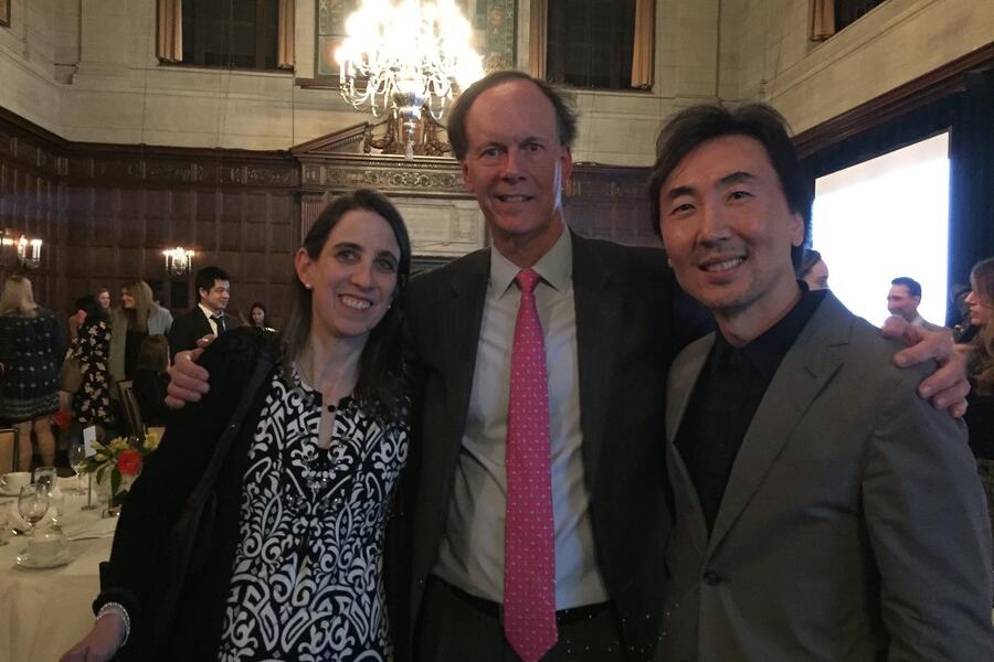 Professors Meredith Irwin, William Kaelin Jr. and Michael Ohh at the Harvard Faculty Club
