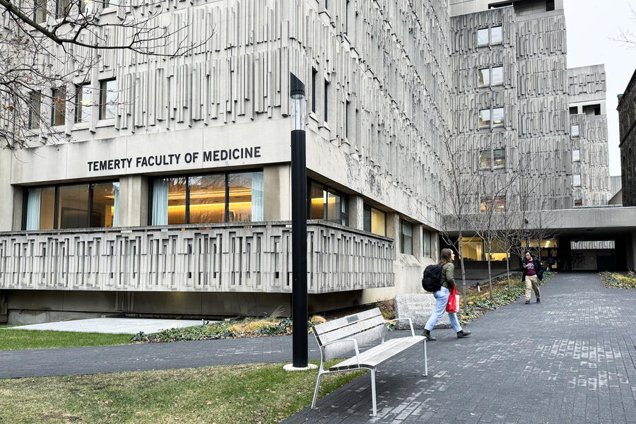 Exterior of the east side of the MSB on a grey December day