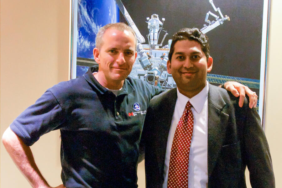 Professor Farhan Asrar and Canadian astronaut David Saint-Jacques.