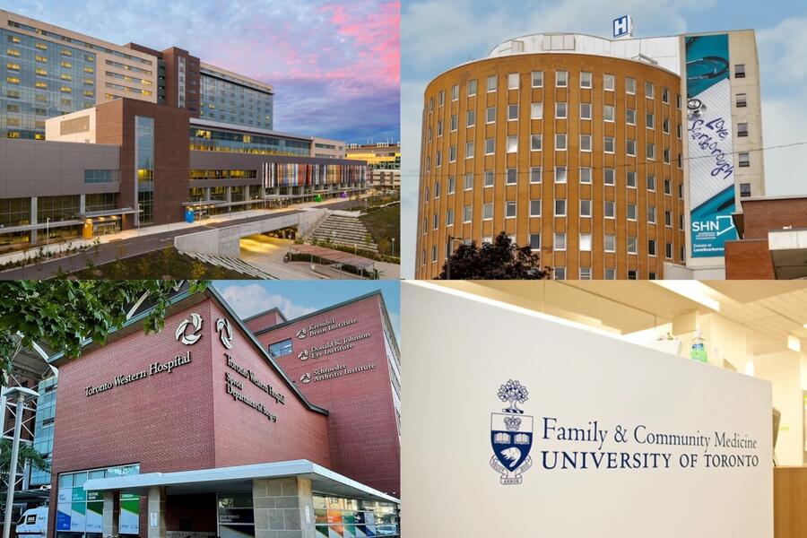 Composite image featuring various teaching sites