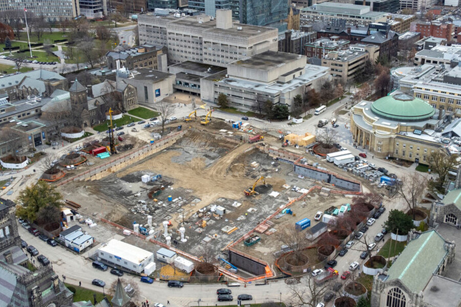 The field in the middle of King’s College Circle is being excavated as part of the Landmark Project.