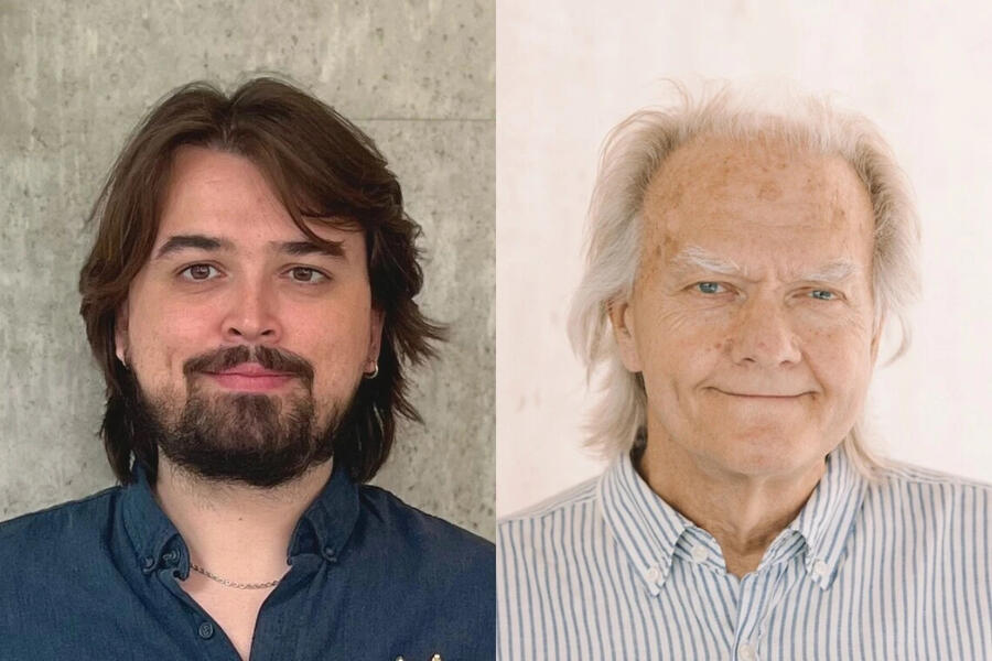 Portraits of Justin Belair-Hickey and Derek van der Kooy