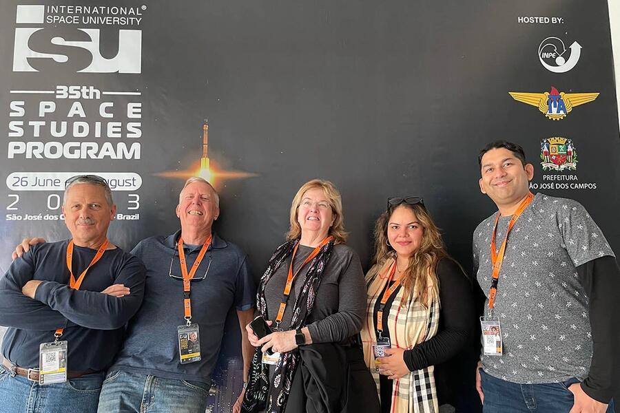 From left: John Connolly, NASA lunar mission expert; Jonathan Clark, space medicine expert; Judith Hayes, NASA chief science officer; Safa Siddiqui, nuclear safety analysis engineer at Bruce Power; and Farhan Asrar, associate professor in U of T’s Temerty Faculty of Medicine (supplied photo)