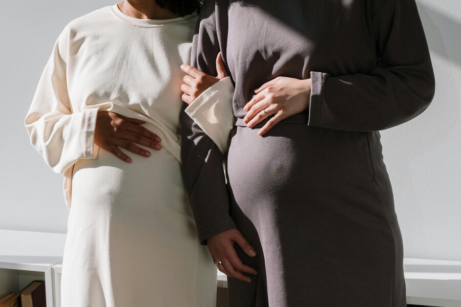Two unidentifiable pregnant people
