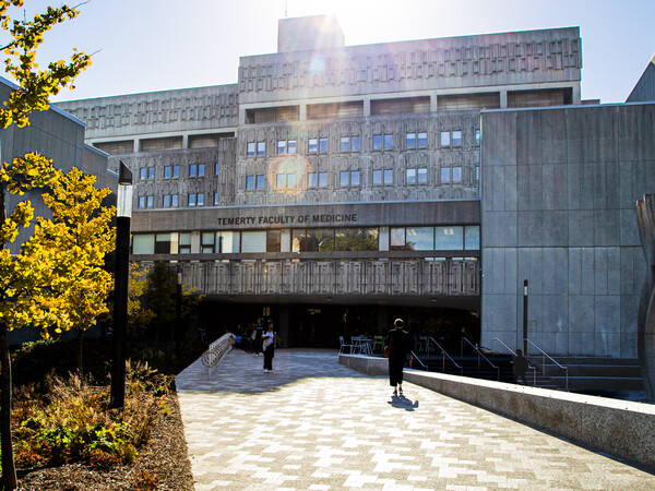 The Medical Sciences Building on a clear fall day.