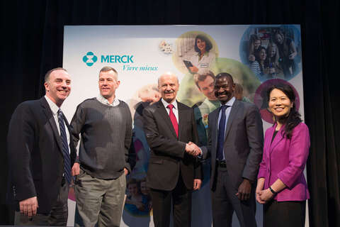 From left to right: Dr. Ronan O&#039;Hagan, Dr. Aled Edwards, The Honourable Reza Moridi, Mr. Chirfi Guindo and Ms. Jennifer Chan.