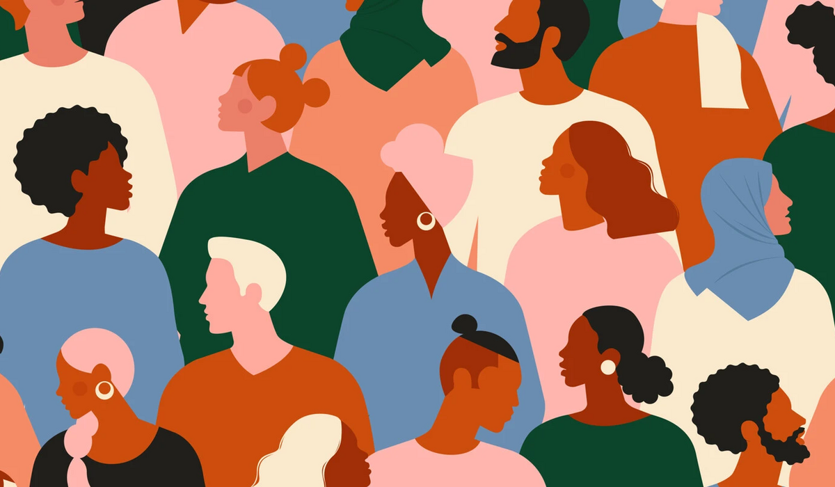 Illustration of a crowd of diverse people