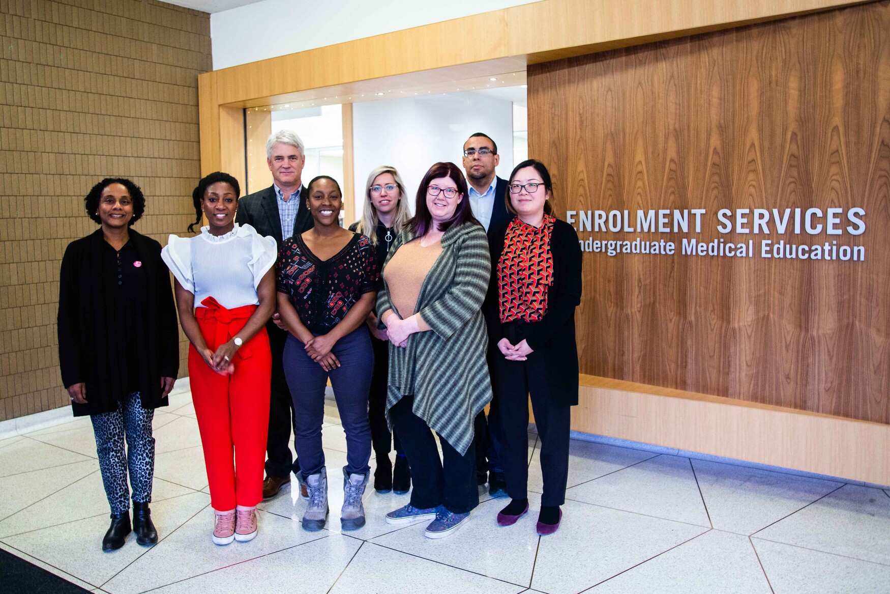 Some of the faculty and staff that helped establish and run the Black Student Application Program. (L to R) Dr. Lisa Robinson, Dr. Renée Beach, Dr. David Latter, La Toya Dennie, Lindsay Jackowetz, Leslie Taylor, Ike Okafor and Hana Lee.