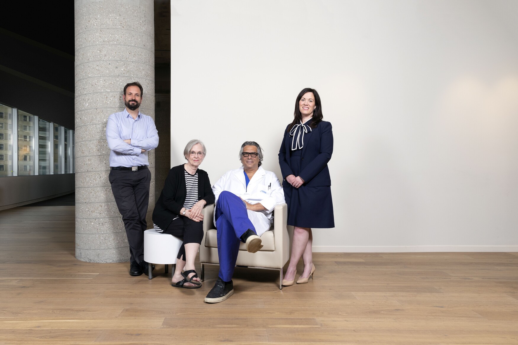 Dr. Neil Fleshner MD, MPH, FRCSC (seated) with select members of his research team (from left to right) Miran Kenk, PhD; Karen Hersey, RN; and Heidi Wagner, BSc., PA.