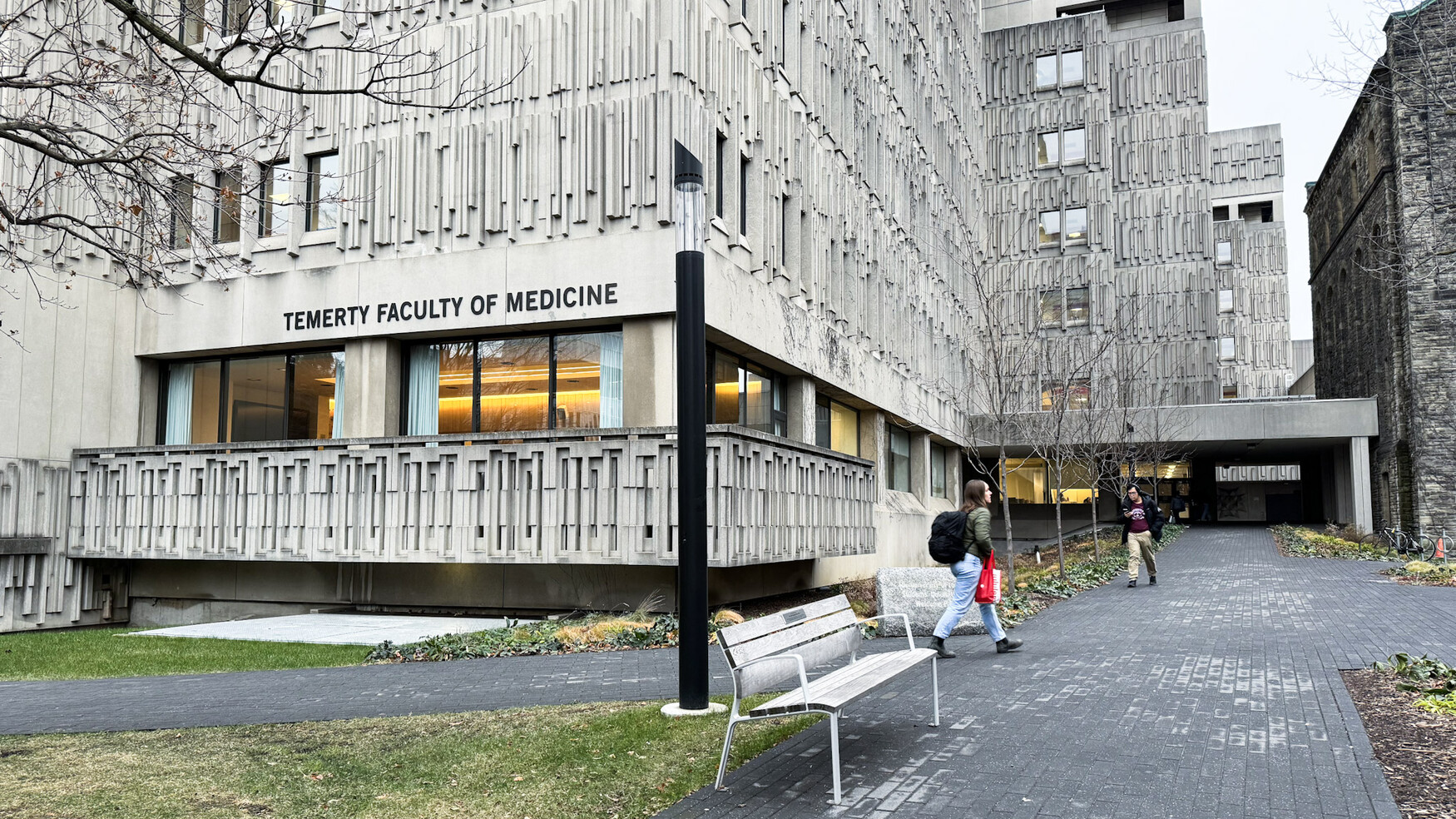 Exterior of the east side of the MSB on a grey December day
