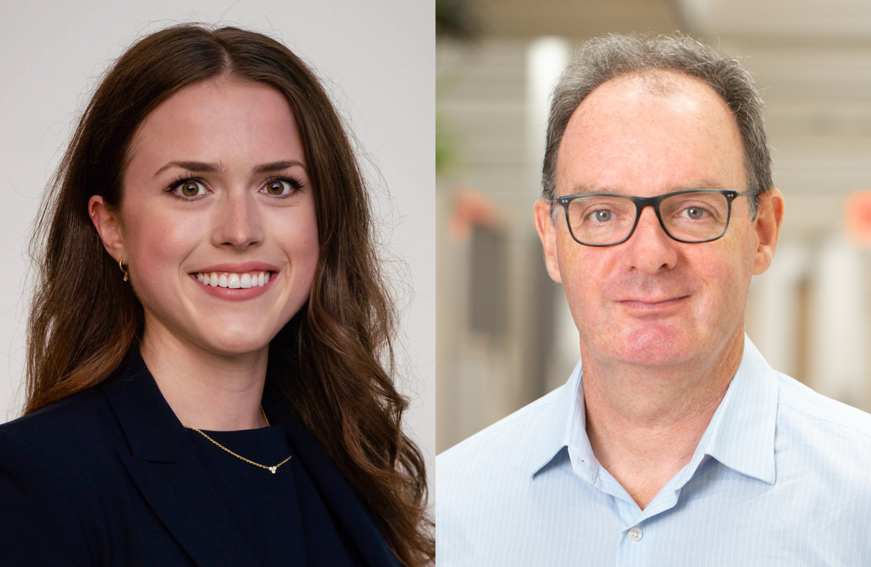 Headshots of Rachel Gladstone (left) and John Kingdom