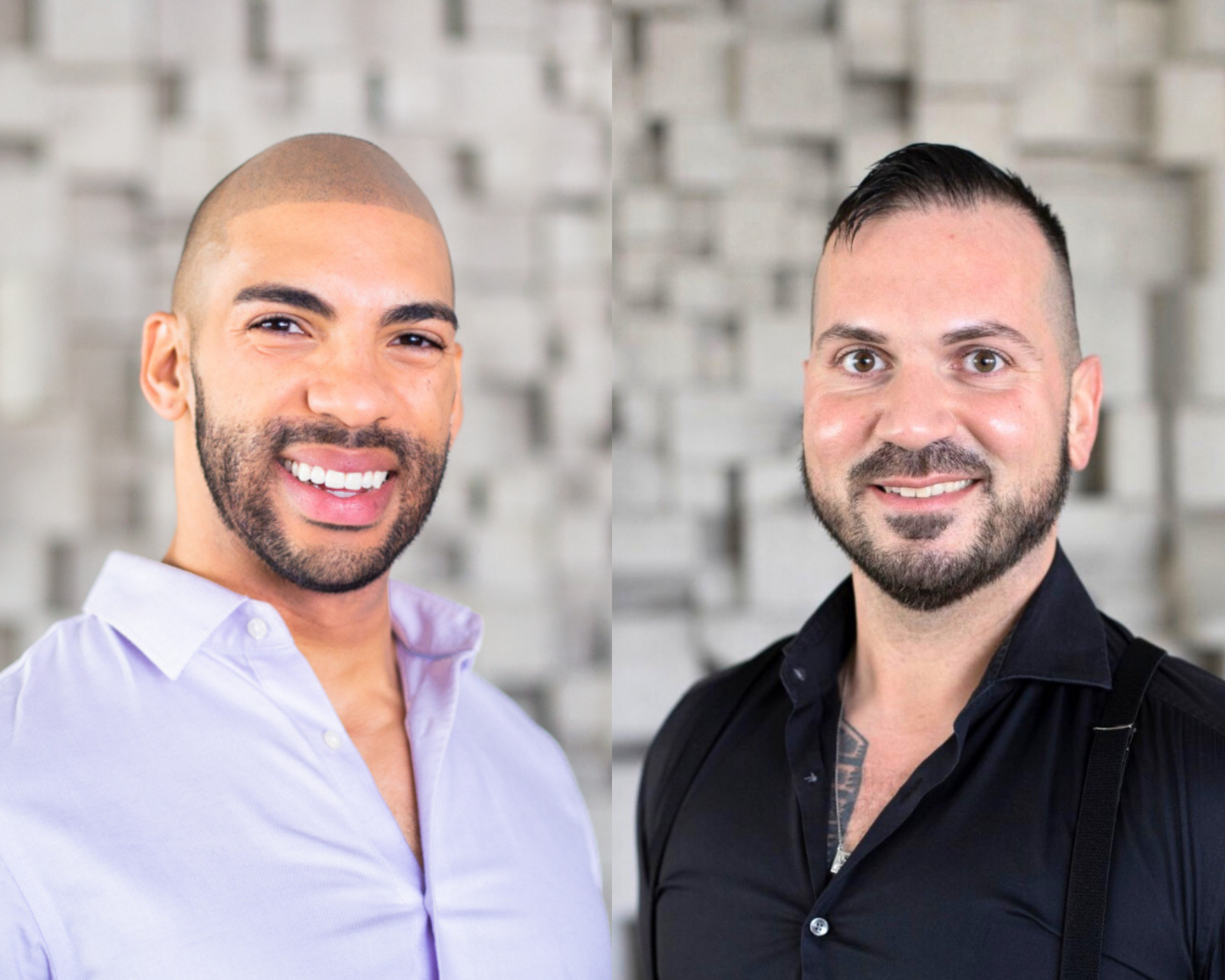 Headshots of Dr. Jordan Goodridge and Dr. Gianni R. Lorello in front of the blurred grey brick wall.