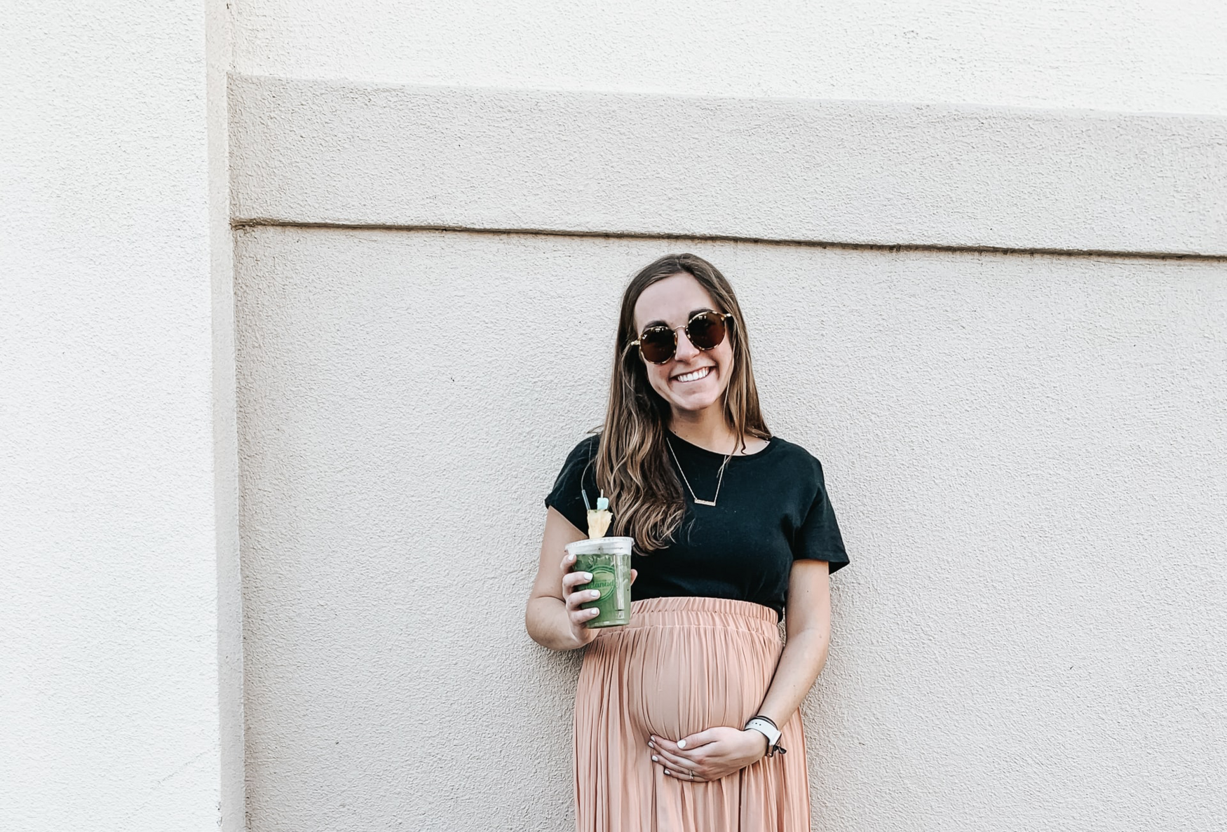pregnant woman with smoothie