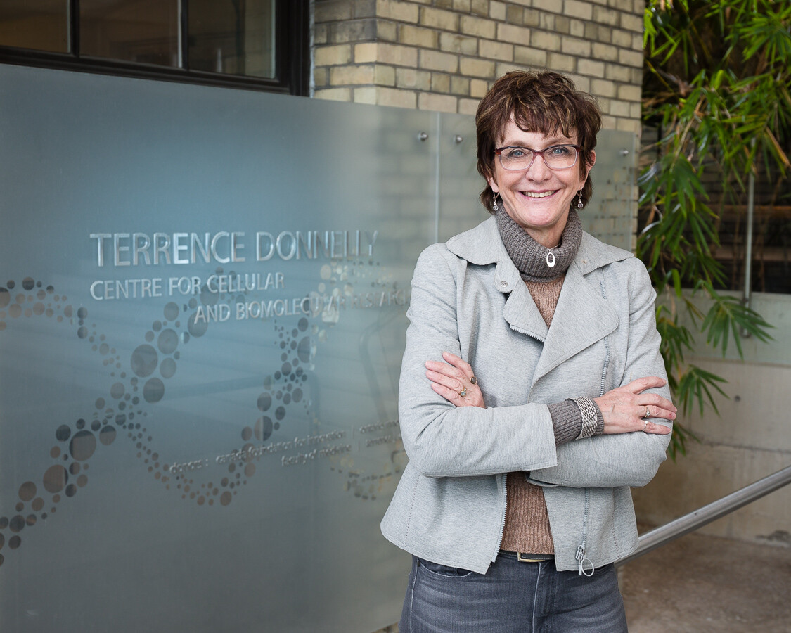 Brenda Andrews pictured in Donnelly Centre lobby