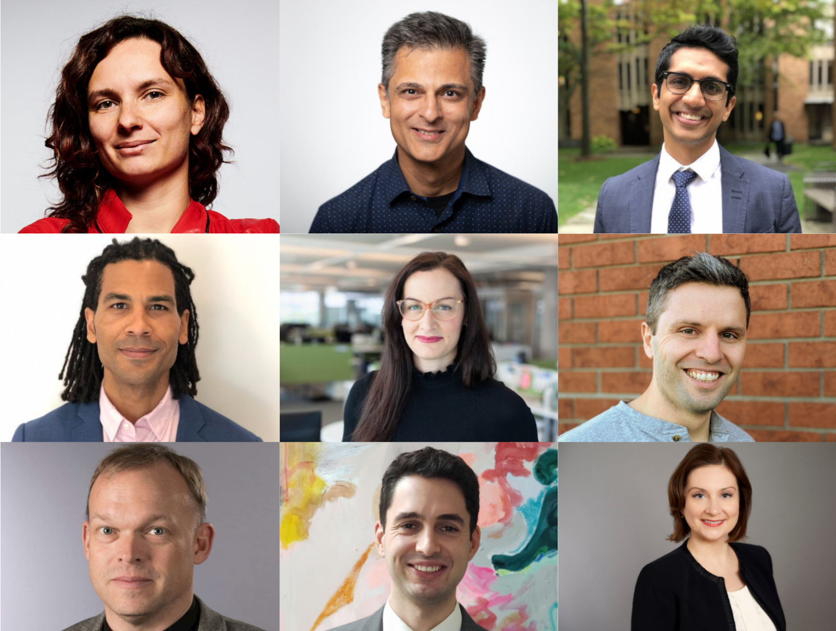 Top row: Prof. Anna Goldenberg, Prof. Muhammad Mamdani, Vinyas Harish; Centre row: Prof. Mjaye Mazwi, Prof. Laura Rosella, Alistair Johnson; Bottom row: Prof. Sean Hill, Felipe Morgado, Zoryana Salo.