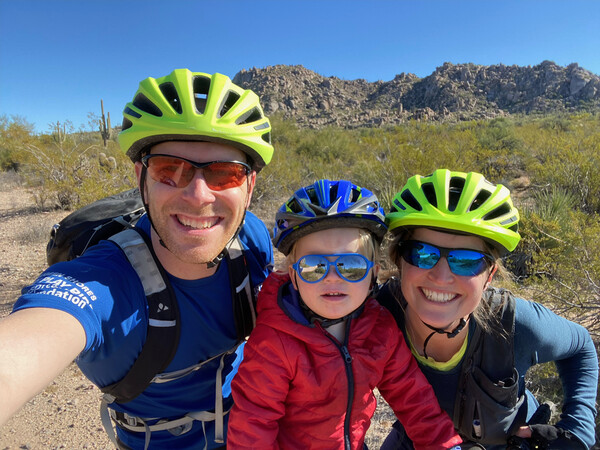 family on a mountain bike trip