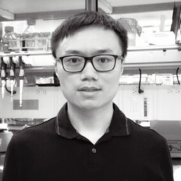 A black and white photo in a polo shirt
